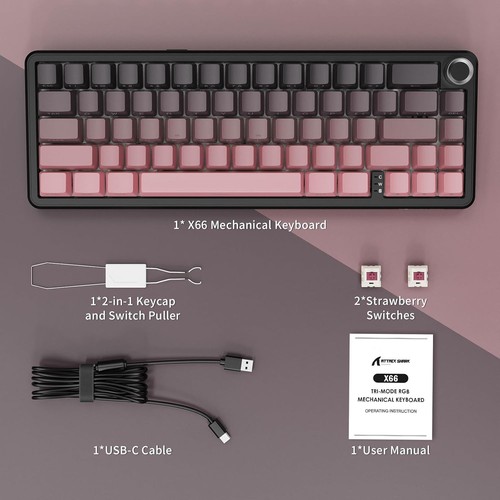 Teclado mecánico inalámbrico para juegos ATTACK SHARK X66 con perilla junta de modo tri - Imagen 14 de 24