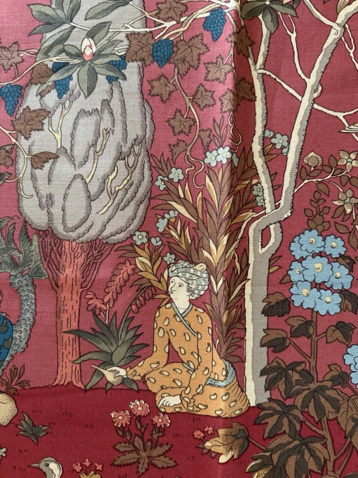 Cowtan & Tout Botanical Vintage Rare Fabric 55” x 27” Sample Linen Taj Pahari - Image 4 of 4