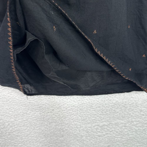 Madewell Bauernkleid schwarz Boho bestickt Signal Kupfer Quaste L Mini gefüttert - Bild 5 von 16