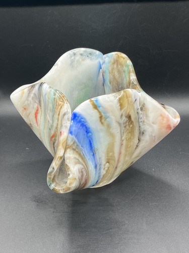 Hand Blown Glass Handkerchief Vase - Multicolored 5.5" Tall - Beautiful! - Picture 4 of 9