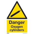 Sealey Danger Oxygen Cylinders - Warning Safety Sign - Self-Adhesive Vinyl SS61V