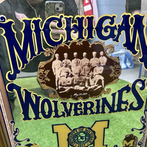 Vintage 100 Jahre University of Michigan Football Barspiegel 1879-1979 26,5”x20,75” - Bild 3 von 12