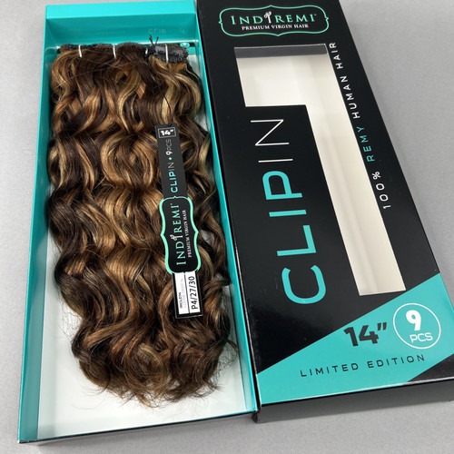 Loose Deep 9 Pc 14” Clip-in #4/27/30 Brown & Double Honey Virgin Indi Remi Hair - Picture 1 of 10