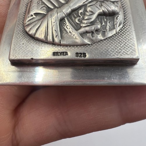 Vintage Silver 925 Icon The Virgin Mary Jesus Italy Turquoise Marked 49 - Picture 5 of 8