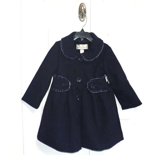 Widgeon Girls Ruffle Trim Coat with Faux Fur Lining in Navy Size 4 $79 - Picture 3 of 5