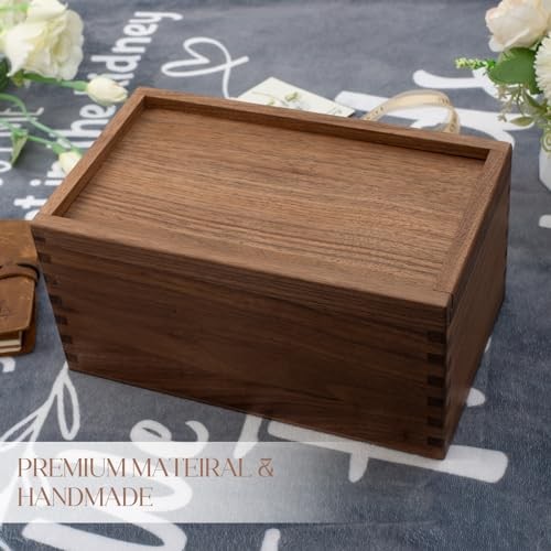 Scatola in legno con coperchio scorrevole, scatola portaoggetti in legno di noce, 9,65'' x 5,71'' x 4,8'' - Foto 5 di 7