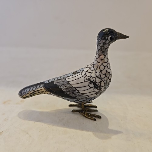 Vintage chinesische Cloisonné Emaille Miniatur Vogel Figur 2,5 "hoch 3" lang - Bild 2 von 10