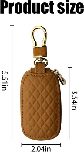Car Key Case, Genuine Leather Remote Fob Cover, Keychain Holder Brown  - Bild 2 von 6