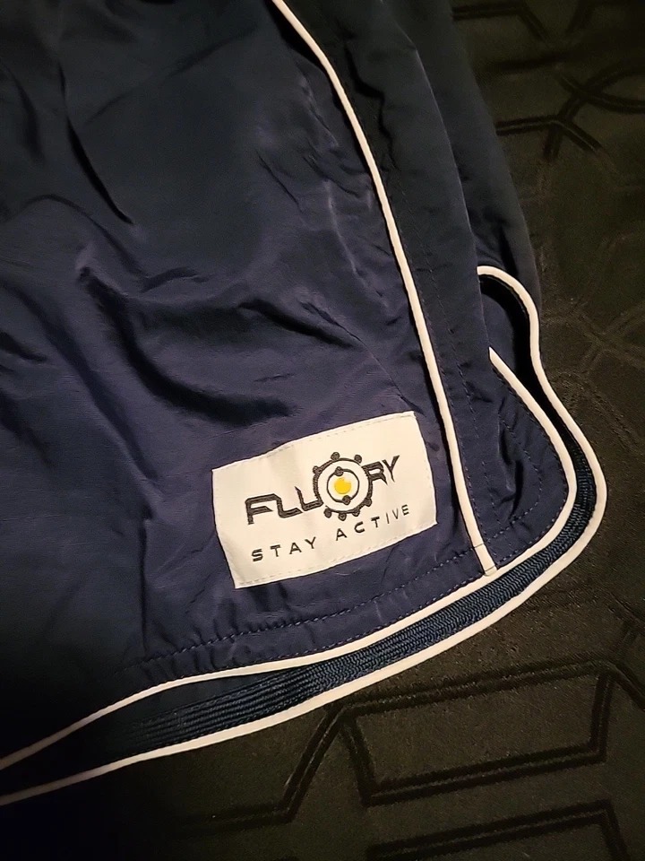 Fluory Muay Thai Shorts Small Training Sports Boxing MMA Navy Blue & White - Image 2 of 4