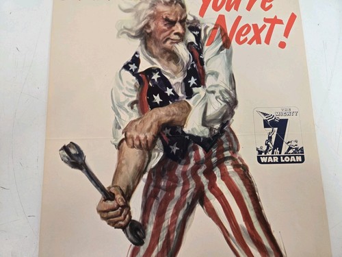 WW2 Original War Poster Jap You're Next Buy Bonds James Montgomery Flagg 20"×14" - Picture 4 of 10
