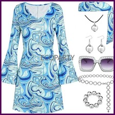 70s Disco Outfit Women, 7 PCS 70's Disco Dress Costume Hippie Clothes