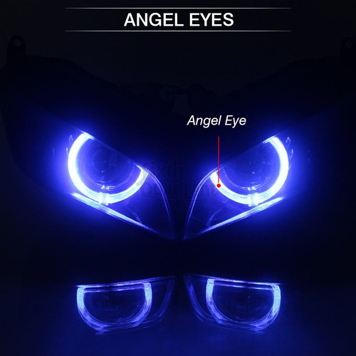 Fully Assembled Headlight HID Blue Angel Eyes Projector For Honda CBR600RR 07-12 - Picture 4 of 21