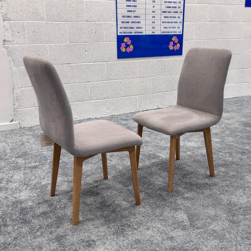 Fabb 'Noel' Dining Chair Grey Upholstery Wooden Leg - Set of 2 BRAND NEW - Picture 2 of 6