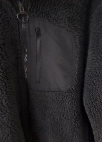 LANDS END Men's Sherpa Fleece Full Zip Jacket Black Medium Outdoor Gorpcore Warm - Picture 2 of 10