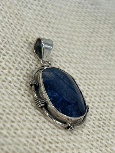 Sapphire Sterling Silver Pendant Genuine Corundum Beryl Gemstones 925 Jewellery - Picture 2 of 4