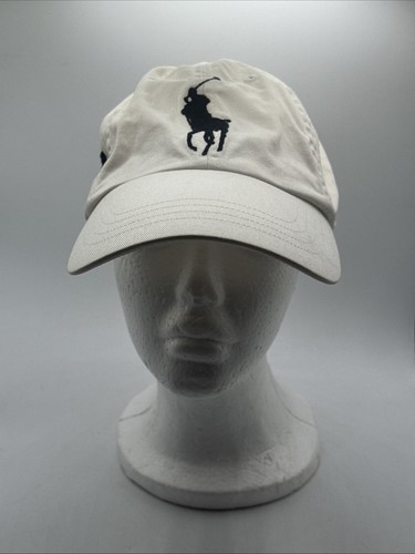 Polo Ralph Lauren White Navy Big Pony No. 3 Cotton Chino Adjustable Ball Cap Hat - Picture 2 of 7