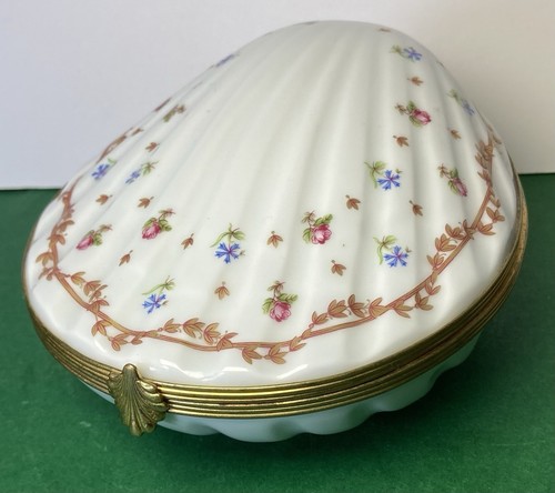 Haviland Limoges Vieux Serves Shell Oyster Trinket Box 13x11.5cm - Picture 3 of 14