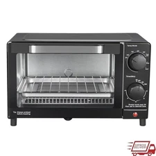 4 Slice Toaster Oven Bake Broil Toast W/ Baking Rack & Pan 1050W Compact Design