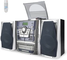 Bluetooth Vinyl Stereo Record Player, 3-Speed Stereo Turntable CD Player Music S