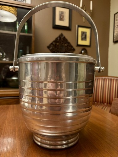 Vtg MCM Italian Ice Bucket Nasco Aluminum Beehive/Ribbed w/ Lid & Handle Retro - Picture 11 of 15