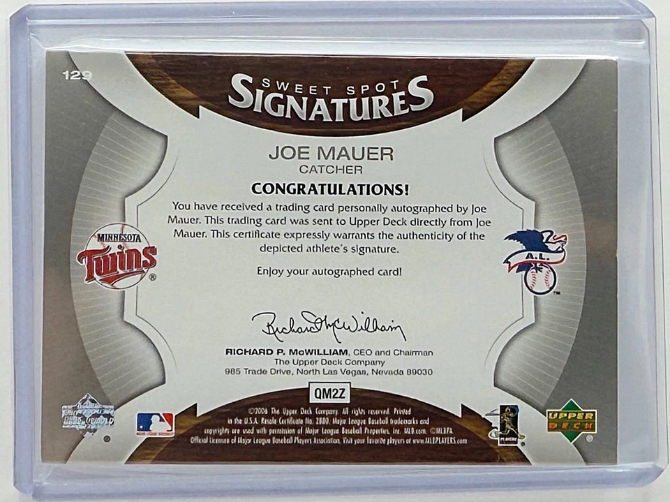 Sweet Spot Joe Mauer 2006 automático/15 puntada roja tinta azul gemelos patio SSP Foto 3 de 4