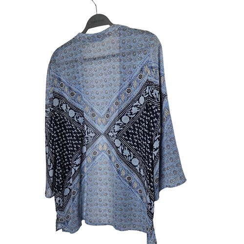 Isaac Mizrahi Live! Blauer leichter Kimono mit Paisleymuster vorne offen Gr. M - Bild 2 von 7