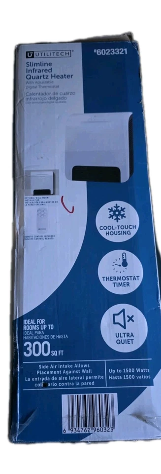 Utilitech Slimline Infrared Quartz Heater 300 Sq Can Be Hung On Wall NIB - Image 2 of 2