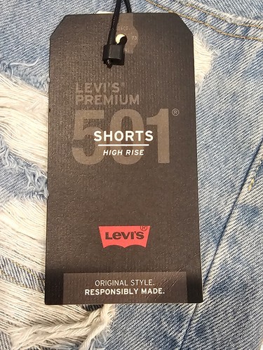 NWT Levi's 501 Womens Jean Shorts Blue Sz w24 XS High Rise Distressed Button Fly - Picture 21 of 24