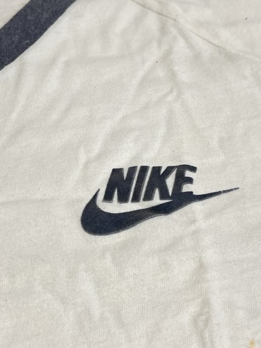 Vintage 70s 80s Nike Logo Orange Tag T-Shirt Size L V-Neck Swoosh Spell Out RARE - Picture 3 of 8