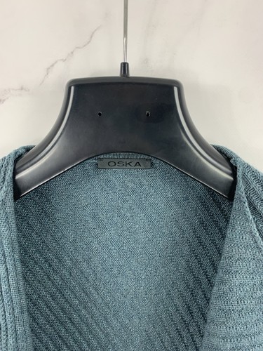 Oska Aqua Green Rippstrick Front Open Long Cardigan - Bild 3 von 18