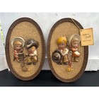 Set of 2 Vintage Homco Hubbell Western Ranch Pioneer Country Kids Wall Plaques
