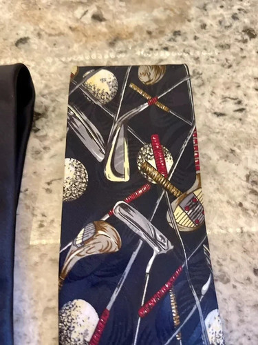 Alberto Perrucci Italian Imported silk handmade dress tie golf theme classic - Picture 5 of 5