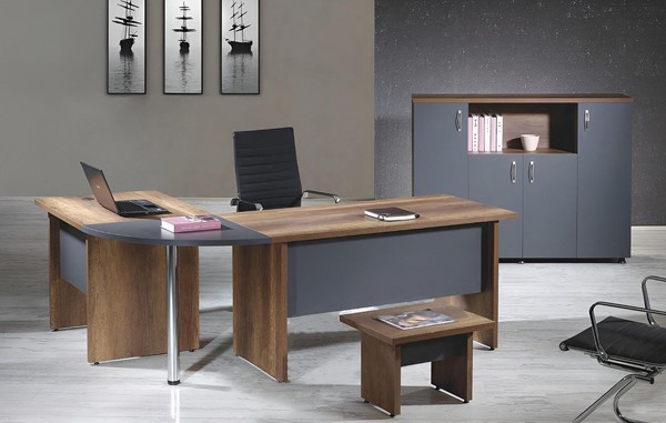 ArbeitszimmermöBel ComputermöBel BüRomöBel EckbüRotisch 3Tlg Holz Grau-image