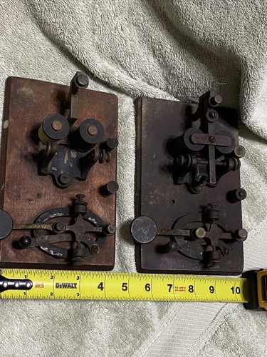 Two Vintage Morse Code Telegraph Keys And Sounders On Boards Parts Or Repair - Zdjęcie 2 z 7