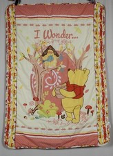 Disney Winnie the Pooh "I Wonder..." Baby Crib Blanket Vintage 28x39 RARE
