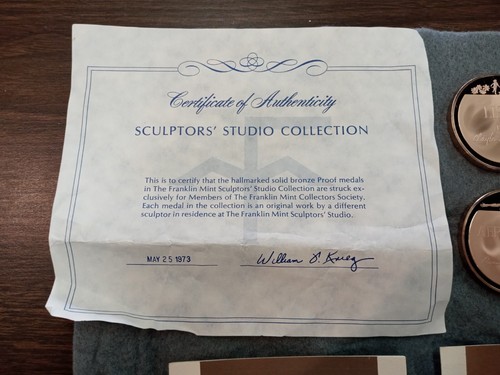 Franklin Mint Sculptor's Studio Collection 4 Piece Solid Bronze Proof Medals - Picture 3 of 12
