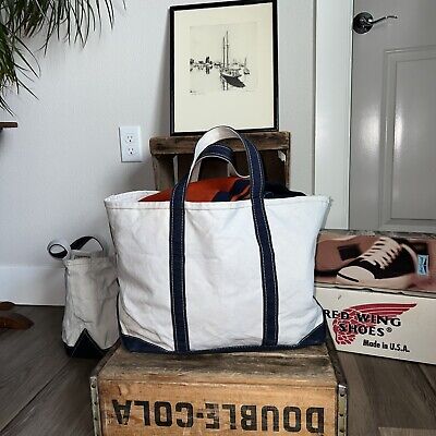 LL Bean Canvas Boat And Tote Large Bag Made In USA Blue LL Bean Canvas Boat And Tote Large Bag Made In USA Blue