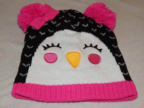 Winter Hat set Girls Kids One Size 2pc Gloves Mittens NEW Penguin Tassel Cap - Picture 6 of 12