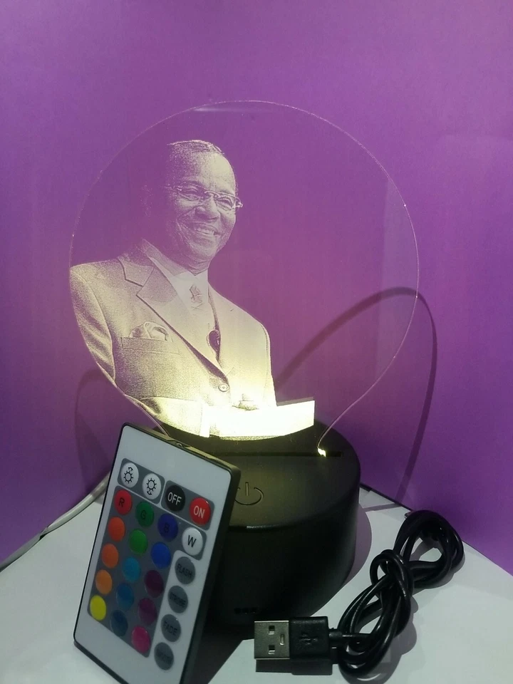 Minister Farrakhan 3D Photo Lamp Farrakhan Acrylic Plate RGB 7 Color Light - Image 4 of 4