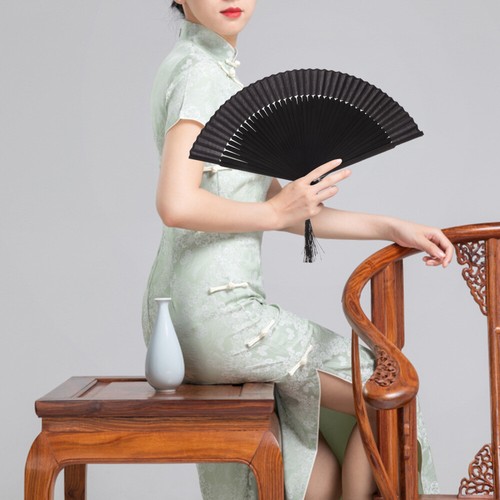 Black Folding Fan Travel Miss Fans Party Decoration Chinese Style Hand - Bild 12 von 12