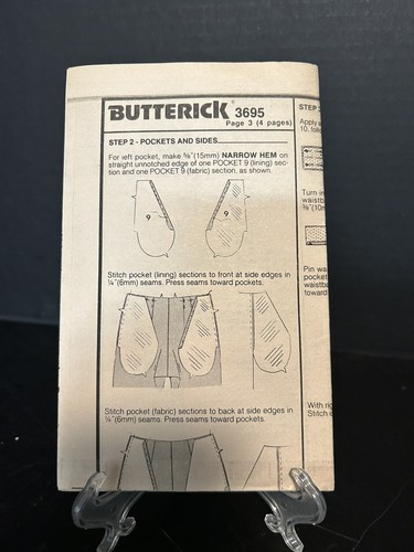 Butterick Patrón #3695 Chaqueta Falda Pantalones Top Talla Grande Sin Cortar FF 1986 - Imagen 4 de 5