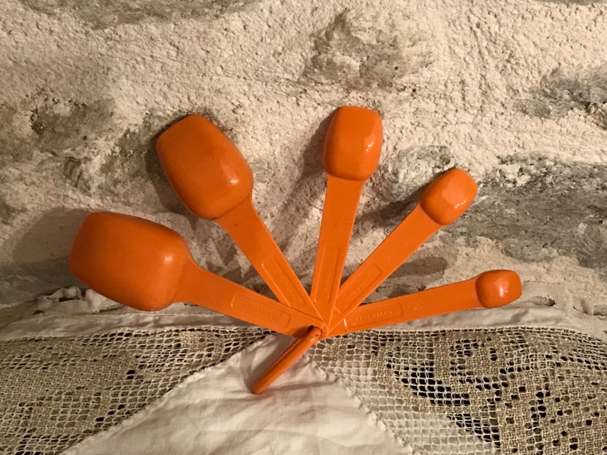 325⚜️ Ancien Lot de 5 Cuillères à Mesurer en Plastique Tupperware Vintage