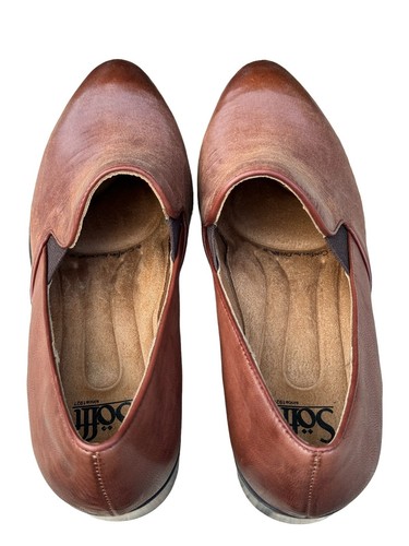 Sofft Women’s Velina Micro Cut Leather Whiskey Brown Heeled Loafer Shoes size 9 - Picture 4 of 11