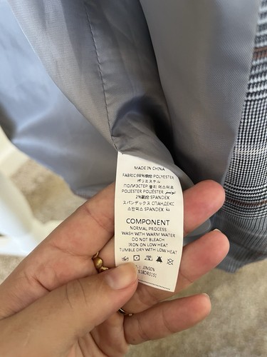 Women’s size large Belted Office Dress Gray Plaid Midi Length for Layering - Bild 8 von 9