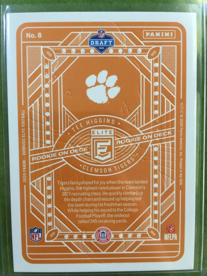 TEE HIGGINS GOLD PRIZM ROOKIE CARD 2020 Elite Tee Higgins Rookie On Deck SP #/10 - Image 4 of 4