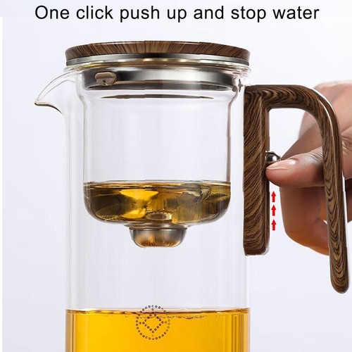 Water Separation Glass Teapot Wooden Handle Press Control Magical Teapot G S2T8 - Picture 4 of 17