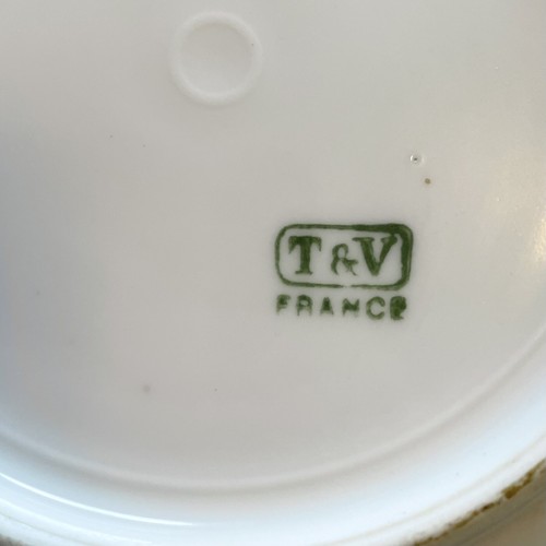 Tressemanes Vogt T&V France Set of 4 Small Bowls Hand Painted Green Pea Pattern - Picture 10 of 10