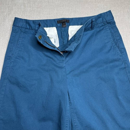 Pantalón corto para mujer J Crew talla 2 azul verde chino bolsillos tiro bajo mezcla de algodón - Imagen 5 de 12
