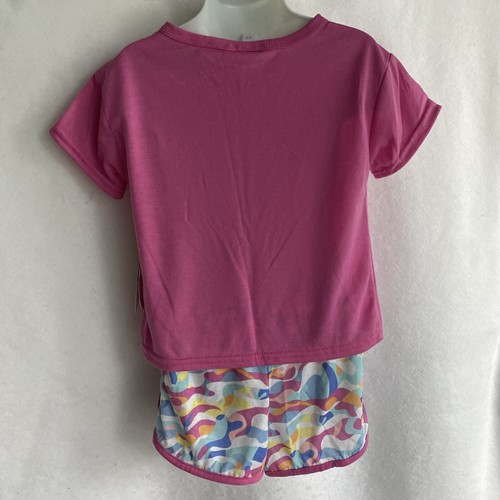 Girl's Bmagical 2-pc Pink Tropicool Pajama Set Size 4/5 Shorts & Tee Rainbows - Picture 7 of 13