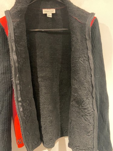 Fleece Lined Coldwater Creek Jacket Women's Small Black Red Y2K Full-Zip Funky - Picture 5 of 13